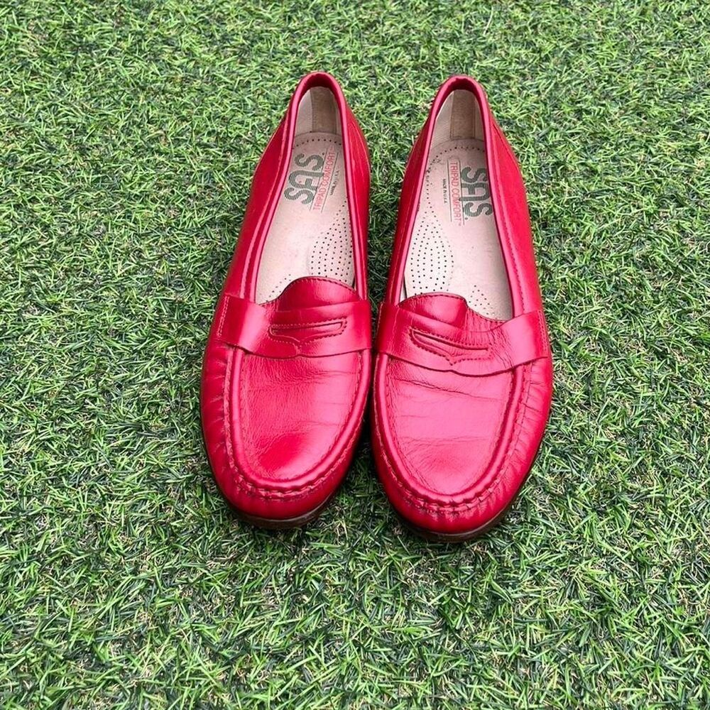 Vintage Sas Women's Red Loafers - Picture 3 of 8